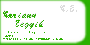 mariann begyik business card